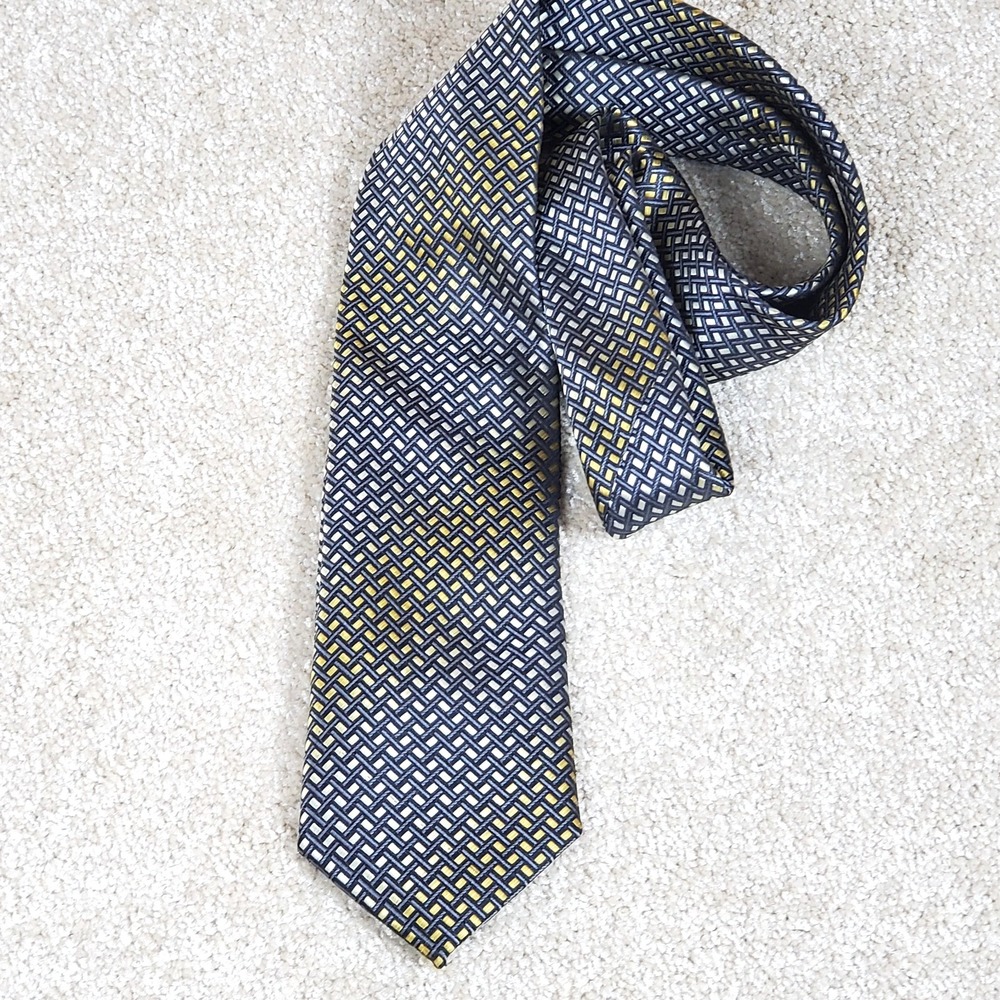 Bill Robinson Men's Neck Tie Black With Yellow Highlights 60"